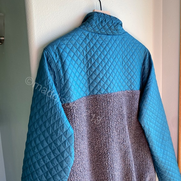 Patagonia Mixed Media Snap-T Pullover Large Crater Blue Sherpa Quilted Jacket L - Picture 13 of 16